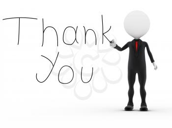 Royalty Free Clipart Image of a Figure Writing Thank you