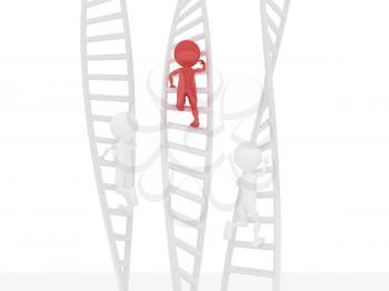 Royalty Free Clipart Image of Figures Climbing Ladders