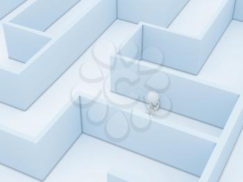 Royalty Free Clipart Image of a Figure Lost in a Maze