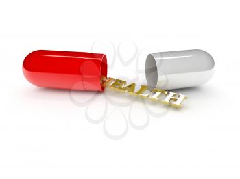 Royalty Free Clipart Image of Health in a Capsule