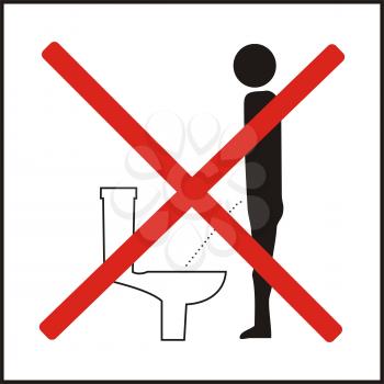 Royalty Free Clipart Image of an Icon Figure Prohibiting Urinating