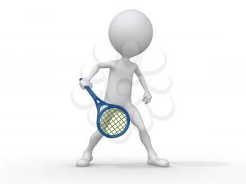 Royalty Free Clipart Image of a Figure Playing Tennis