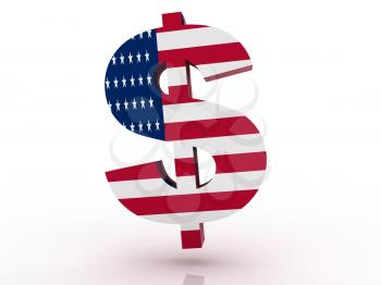 Three dimensional render of the American Dollar symbol 