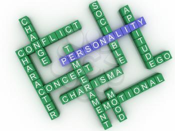 3d image Personality concept word cloud background
