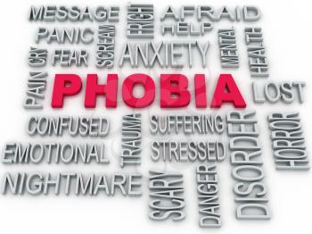 3d Phobia symbol conceptual design isolated on white. Anxiety disorder concept