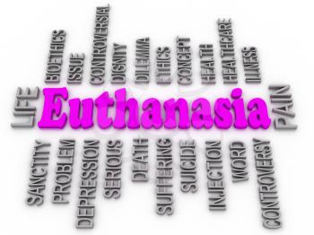 Euthanasia issues. 3d imagen word concept