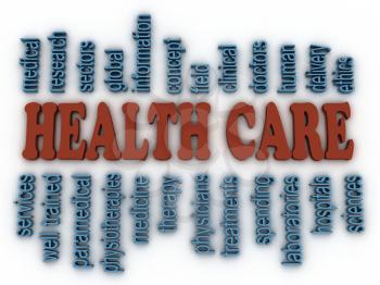 3d image Health Care concept word cloud background