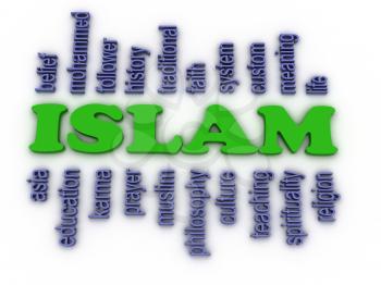 3d image Islam concept word cloud background