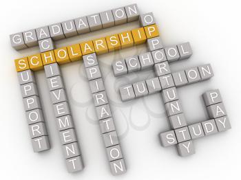 3d imagen Scholarship issues and concepts word cloud background