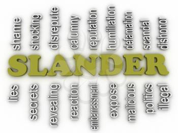3d image Slander issues concept word cloud background