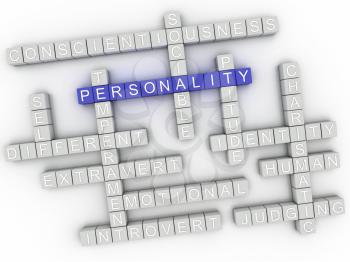 3d image Personality issues concept word cloud background