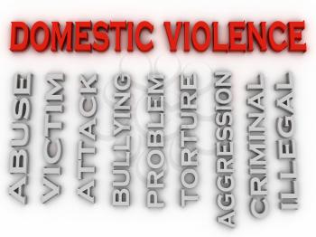 3d image Domestic violence issues concept word cloud background