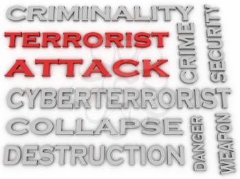 3d image Terrorist Attack word cloud concept
