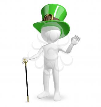 3d illustration man in hat St. Patrick's on a white background