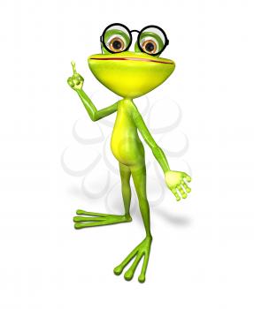 3d illustration merry green frog in the glasses