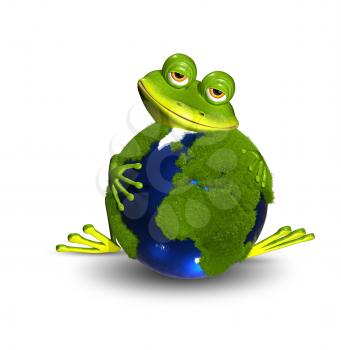 Royalty Free Photo of a Frog Holding a Globe