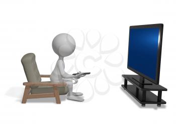 Royalty Free Clipart Image of a Person Watching Television