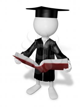 Royalty Free Clipart Image of a Graduate Reading a Book