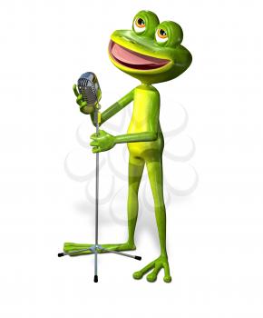 Royalty Free Clipart Image of a Frog and Microphone