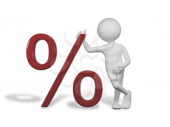 Royalty Free Clipart Image of a Person and a Percent Symbol