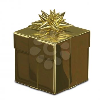 3D Illustration of a Gold Gift Box