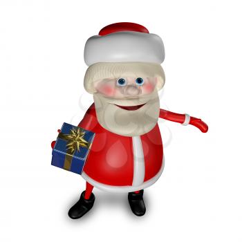 3D Illustration of Santa Claus with Gifts on a White Background