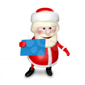 3D Illustration of Santa Claus with Blue Envelope