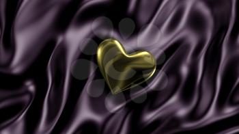 3D illustration Abstract Black background with Gold Heart