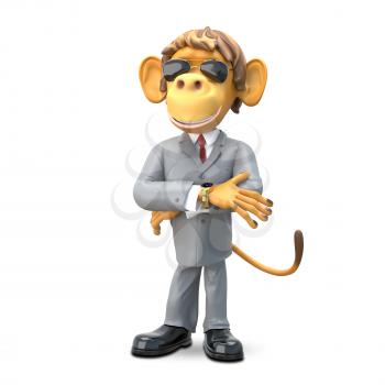 3D Illustration Monkey Boss on White Background