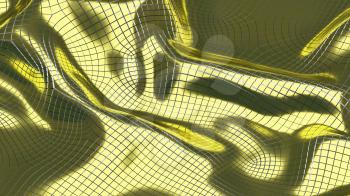 3D Illustration Abstract Golden Background with Glare and Silver