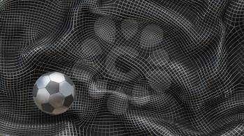 3D Illustration Metal Soccer Ball on an Abstract Background