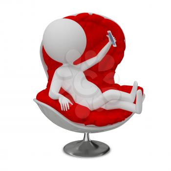 3D Illustration of Abstract Man in the Chair on a White Background