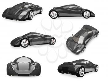 Royalty Free Clipart Image of a Collage of Cars