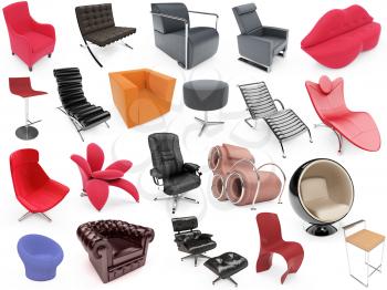 Royalty Free Clipart Image of a Collection of Chairs