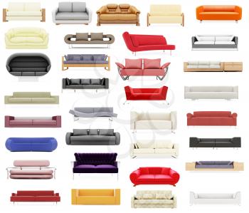 Royalty Free Clipart Image of a Collection of Couches