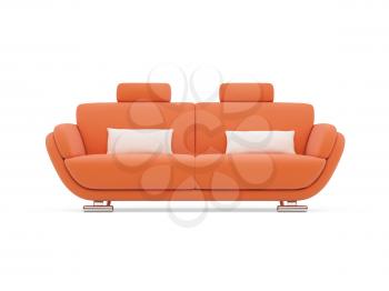 Royalty Free Clipart Image of an Orange Couch