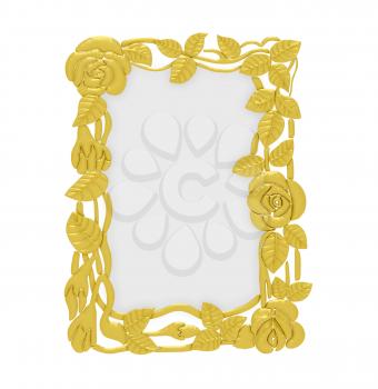 Royalty Free Clipart Image of a Gold Floral Frame
