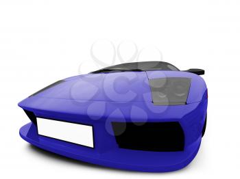 Royalty Free Clipart Image of a Blue Ferrari