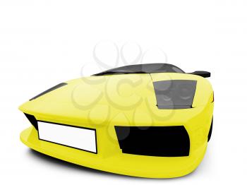 Royalty Free Clipart Image of a Yellow Ferrari