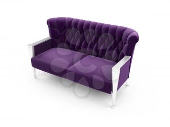 Royalty Free Clipart Image of a Purple Sofa