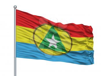 Bandiera Cabinda Flag On Flagpole, Isolated On White Background, 3D Rendering