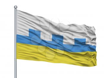 Hlybokaje City Flag On Flagpole, Country Belarus, Isolated On White Background, 3D Rendering