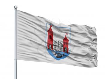 Skidal City Flag On Flagpole, Country Belarus, Isolated On White Background, 3D Rendering