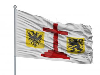 Geraardsbergen City Flag On Flagpole, Country Belgium, Isolated On White Background, 3D Rendering
