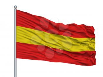 Herkdestad City Flag On Flagpole, Country Belgium, Isolated On White Background, 3D Rendering
