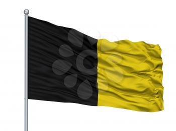 Jodoigne City Flag On Flagpole, Country Belgium, Isolated On White Background, 3D Rendering