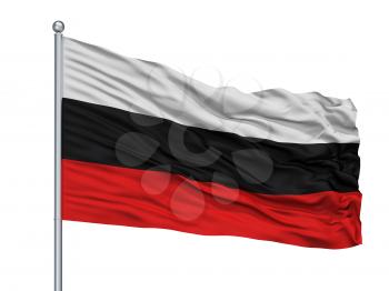 Landen City Flag On Flagpole, Country Belgium, Isolated On White Background, 3D Rendering