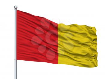 Luikvlag City Flag On Flagpole, Country Belgium, Isolated On White Background, 3D Rendering