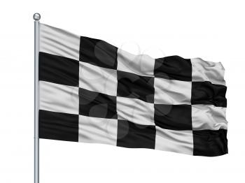 Peruwelz City Flag On Flagpole, Country Belgium, Isolated On White Background, 3D Rendering