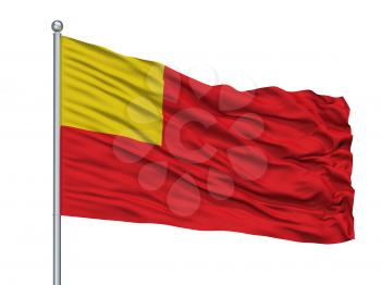 Vilvoorde City Flag On Flagpole, Country Belgium, Isolated On White Background, 3D Rendering